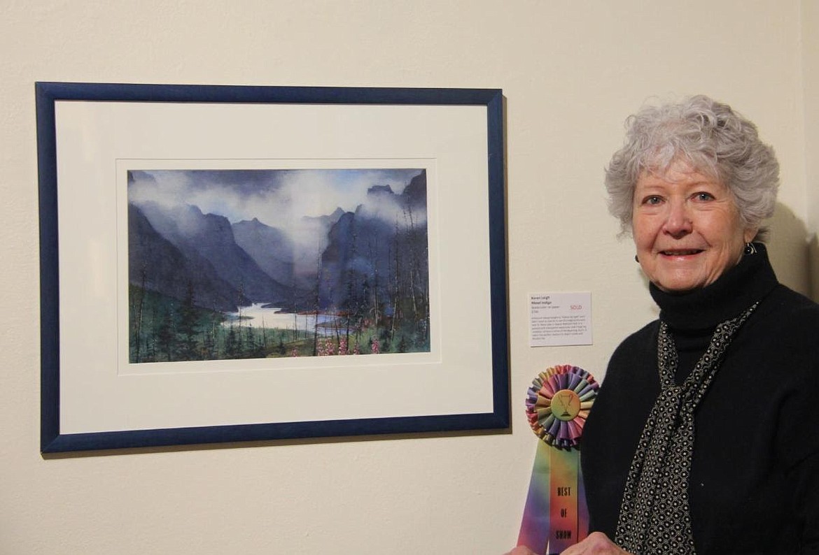 Kalispell artist Karen Leigh's watercolor painting "Mood Indigo" was awarded first place in the People's Choice Awards for the Hockaday Museum of Art's 2022 Members Salon exhibit.