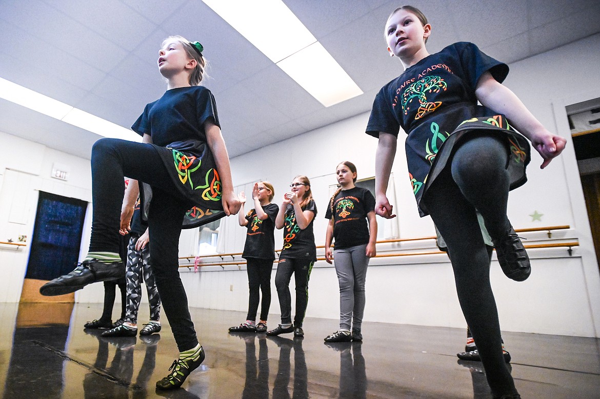 Dancers rehearse during an An Daire Academy: Flathead Valley Irish Dance practice held at the Northwest Ballet School and Company in Kalispell on Wednesday, March 9. (Casey Kreider/Daily Inter Lake)
