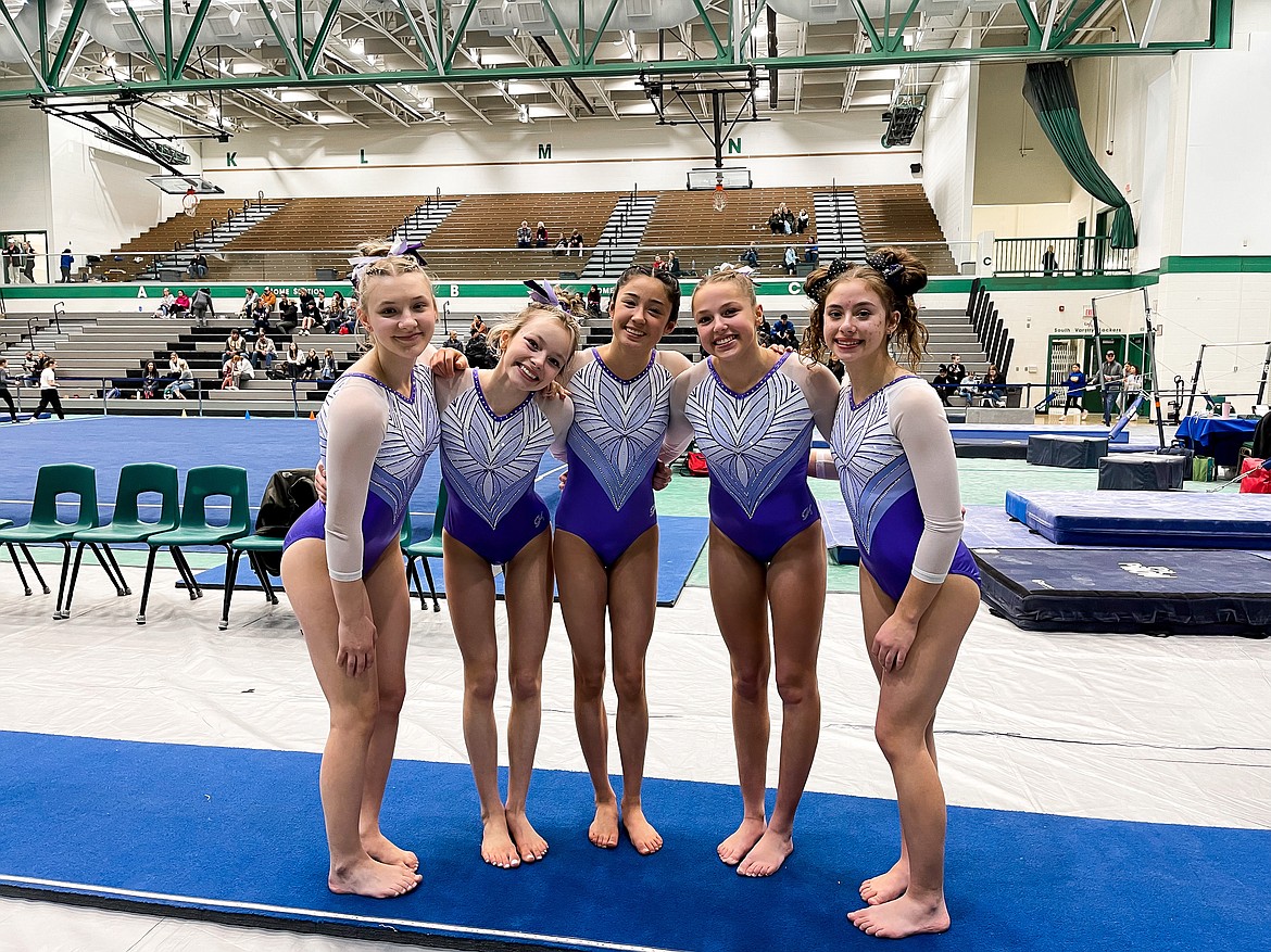 Courtesy photo
Avant Coeur Gymnastics Level 9s and 10s girls at the Battle Under the Big Sky in Belgrade, Mont. From left are Maddy Edwards, Eden Lamburth, Maiya Terry, Madalyn McCormick and Jazzy Quagliana.