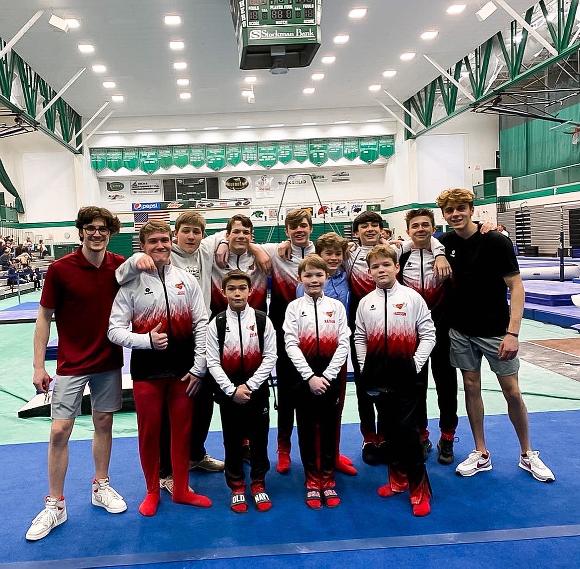 Courtesy photo
Avant Coeur Gymnastics Level 5s and 7-10s at the Battle Under the Big Sky in Belgrade Mont. Level 5s took 2nd and Level 7s-10s took 1st Place Team. In the front row from left are Jesse St. Onge, Dylan Coulson, Nathan Cohen and Hudson Petticolas; and back row from left, coach Matt Auerbach, Collin Scott, Daniel Fryling, Cayden Ptashkin, Lance Mosher, Grayson McKlendin, Caden Severtson and coach Jon Winkelbauer.