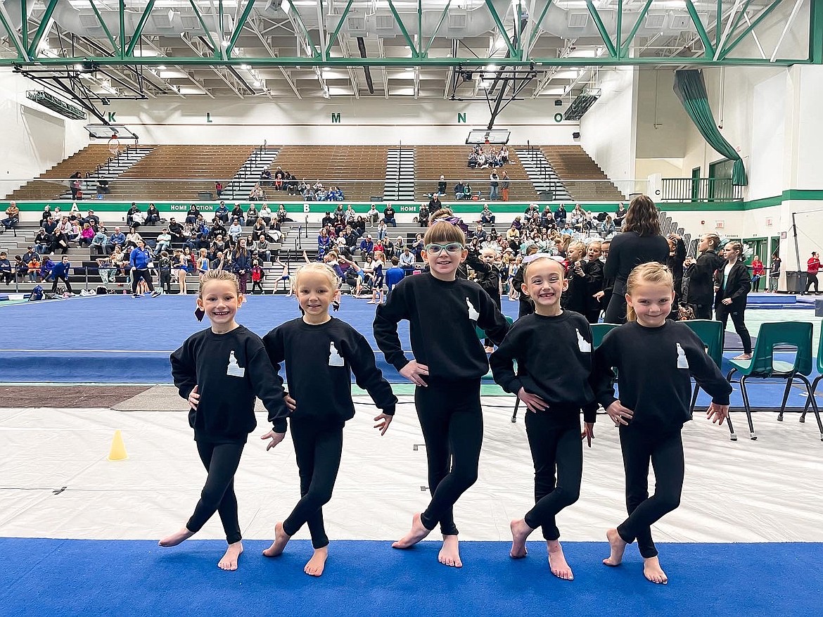 Courtesy photo
Avant Coeur Gymnastics Level 2s take 3rd Place Team at the Battle Under the Big Sky competition in Belgrade, Mont. From left are Paisley Moore, Eve Seaman, Luna Perez, CJ Destephano and Nellie Behunin.