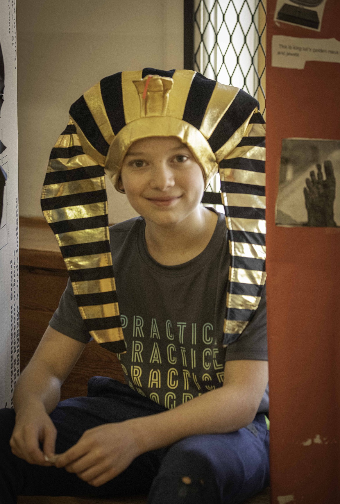 Thompson Falls student Evan Lofthus is studying King Tut. (Tracy Scott/Valley Press)