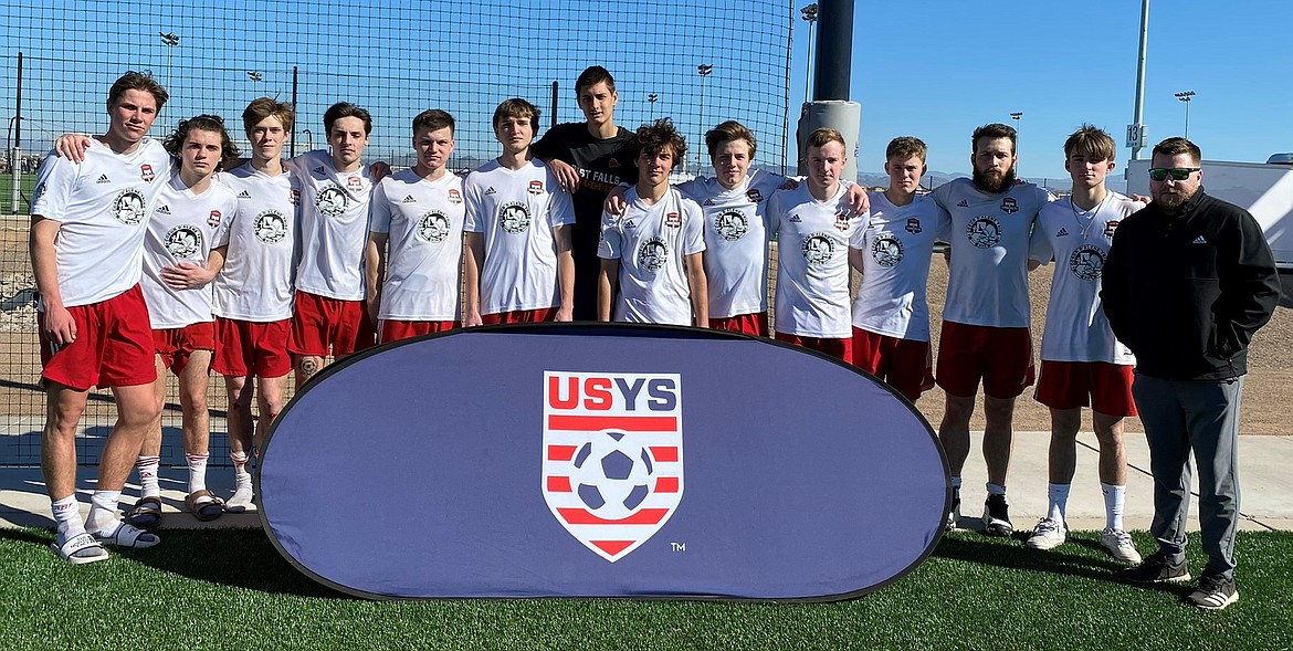 Courtesy photo
The Timbers North FC 03/04 Boys Red soccer participated in the USYS National League Showcase over the weekend in Mesa, Ariz. On Friday the Timbers lost to Cook Inlet 04B (Alaska) 2-0. On Saturday they lost to Grande Sports Academy Barca 04B (Arizona) 6-2. Otto Geilenfeldt and Noah Janzen each had one goal for the Timbers, and Evan Darling and Joseph Sarkis each had one assist. On Sunday the Timbers defeated Michigan Rush Lansing 03B 2-1. Otto Geilenfeldt and Noah Janzen each had one goal and one assist in the win. From left are Evan Darling, Nolan Angell, Noah Janzen, Logan Koller, Evan Lowder, Jack Shrontz, Kael McGowan, Joseph Sarkis, Andon Brandt, Tyler Gasper, Walker Jump, Evan Brinkmeier, Otto Geilenfeldt and coach Kasey Laffoon.