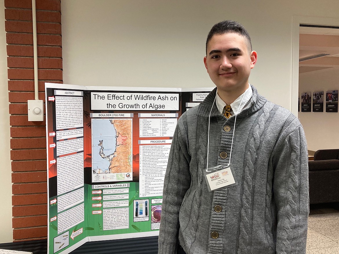 Flathead High School sophomore Keanu Ng received a bronze medal and three special awards at the Montana Tech Regional Science and Engineering Fair for his project titled The Effect of Wildfire Ash on the Growth of Algae. (Photo provided by Lynette Johnson)
