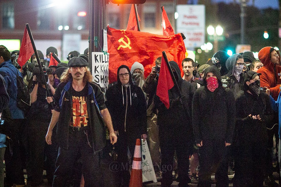 Antifa demonstrators in Portland, Ore.