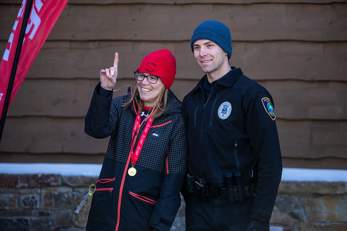 Allison Bowers recieves a gold medal at the Special Olympics Montana Glacier Area Winter Games at Whitefish Mountain Resort on Tuesday. (JP Edge photo)