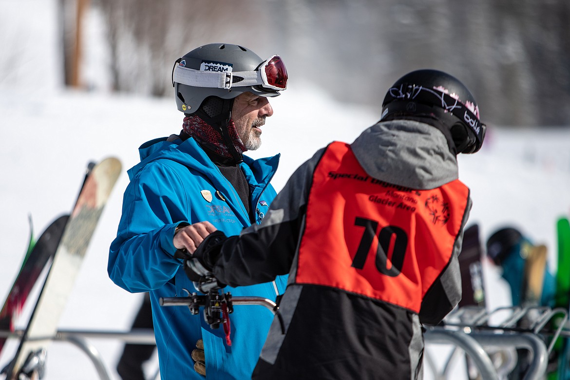 DREAM Adaptive volunteer at the Special Olympics Montana Glacier Area Winter Games at Whitefish Mountain Resort on Tuesday. (JP Edge photo)