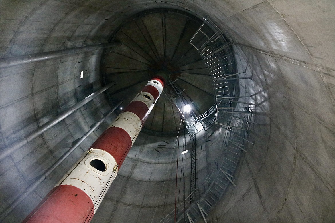 This photo shows the inside of the new water tower on U.S. 95 and Lacey Avenue, part of the Hayden Lake Irrigation District. HANNAH NEFF/Press