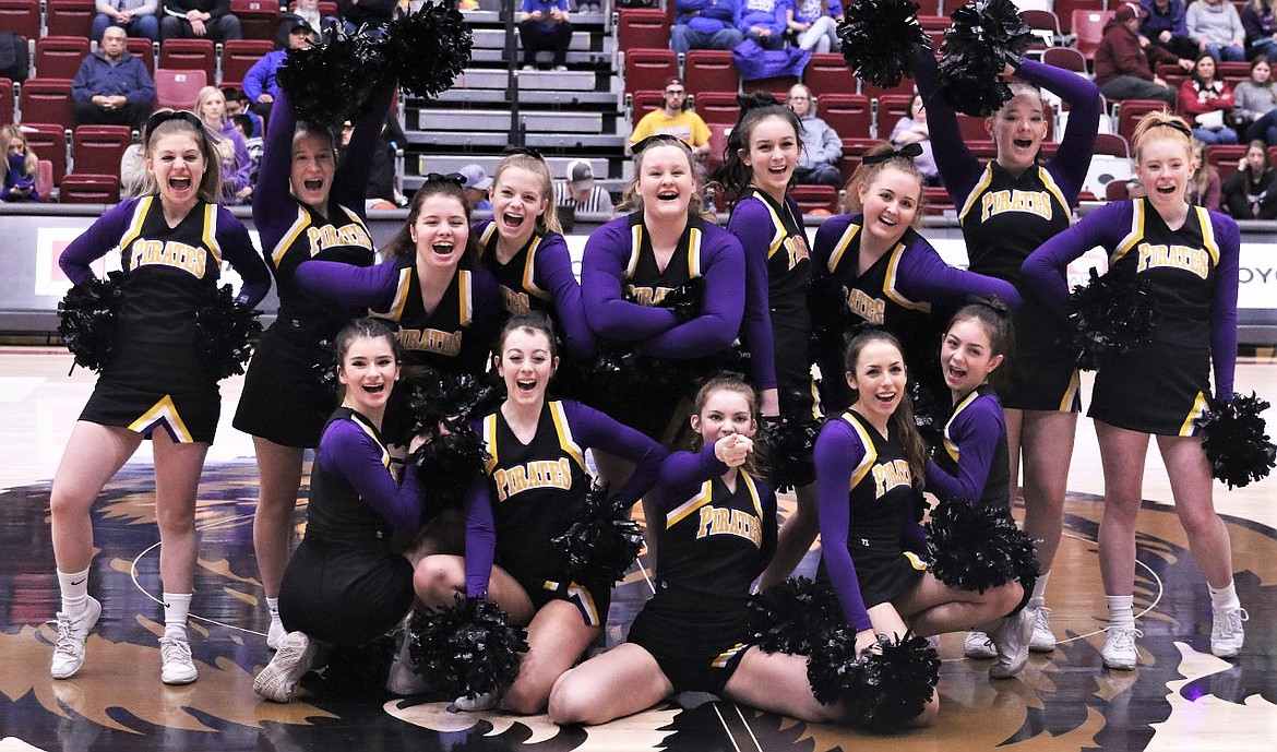 The Polson High School cheerleading squad performed throughout the state tournament in Missoula. (Courtesy of Bob Gunderson)