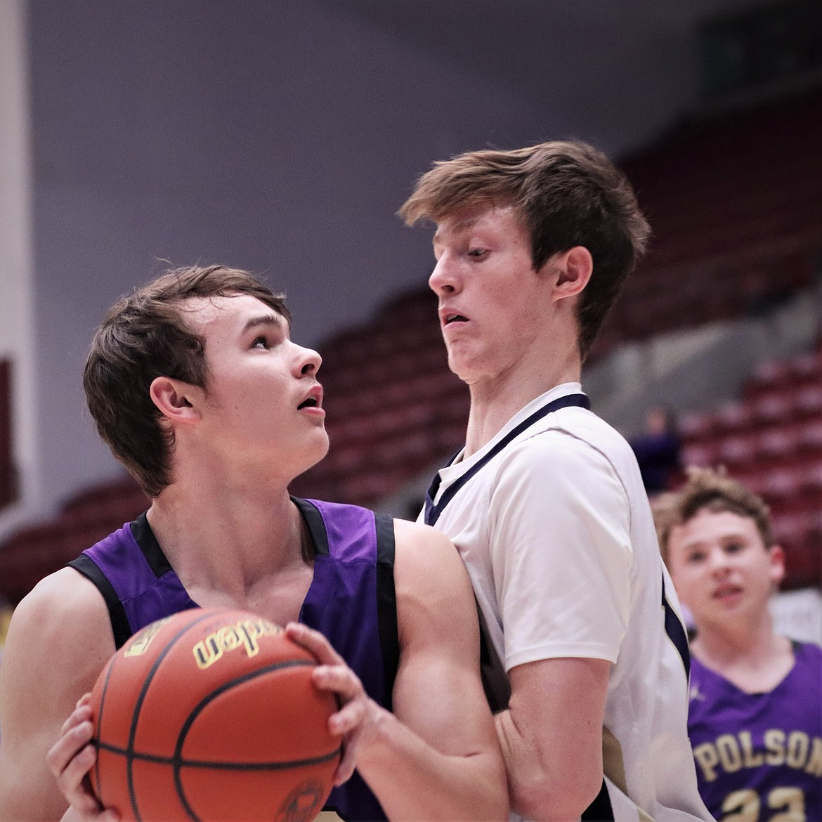 Polson's Jarrett Wilson looks for a shot under the basket. (Courtesy of Niki Graham)