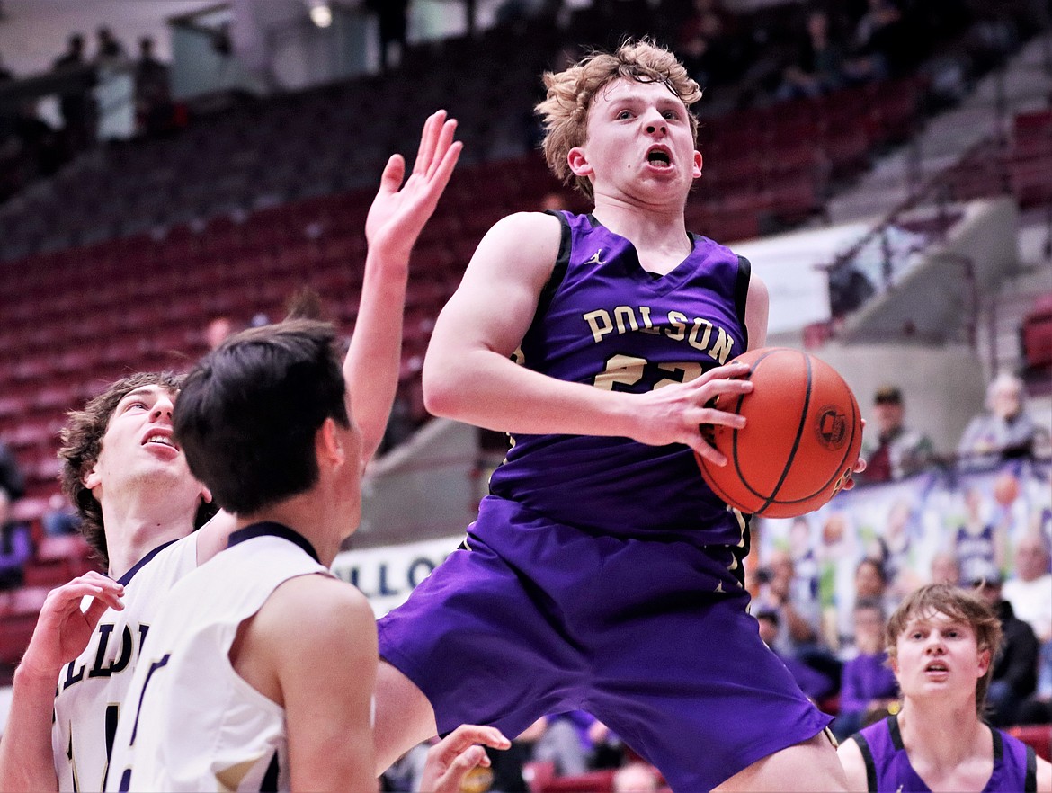 Trent Wilson rises above Havre defenders at the state tournament in Missoula.(Courtesy of Niki Graham)