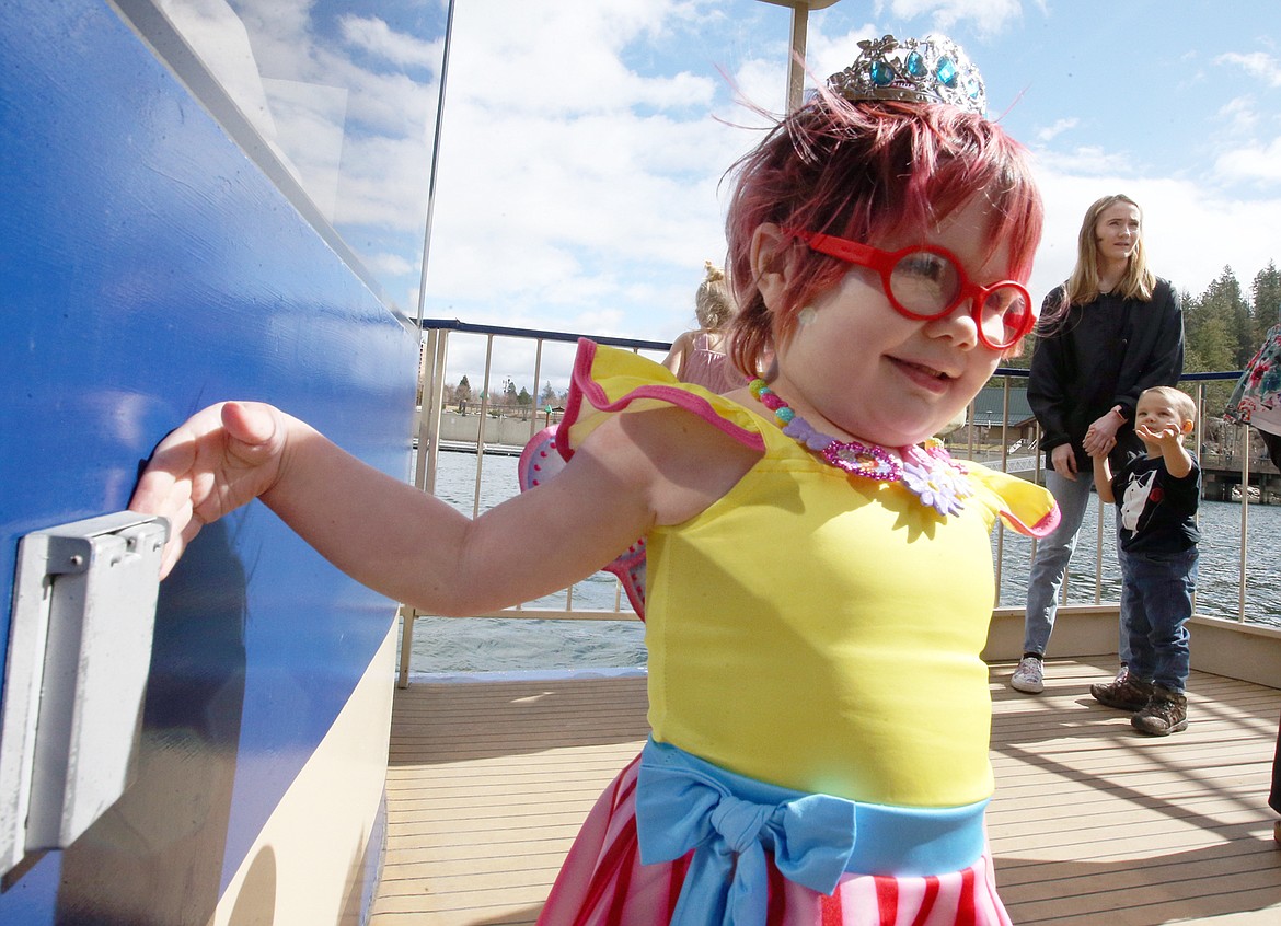 Harper Beare, 5, walks outside on a Lake Coeur d'Alene Cruise boat Wednesday.