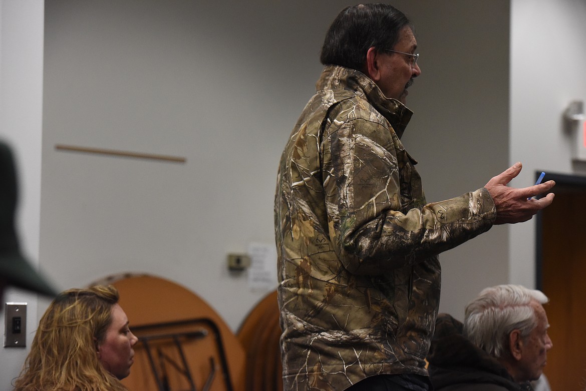 Resident Lonnie Fosgate raised concerns about traffic and water quality at the March 15 meeting. If the state did not stop the gravel pit, neighbors might have to take action themselves, he warned. (Derrick Perkins/The Western News)