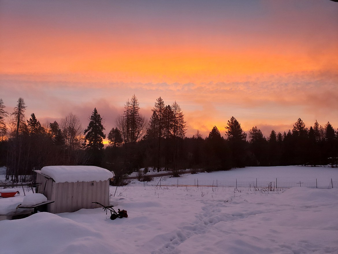 Judy Clark captured this Sagle sunrise earlier this year and sent it in to the Daily Bee to share. If you have a photo that you took that you would like to see run as a Best Shot or I Took The Bee send it in to the Bonner County Daily Bee, P.O. Box 159, Sandpoint, Idaho, 83864; or drop them off at 310 Church St., Sandpoint. You may also email your pictures in to the Bonner County Daily Bee along with your name, caption information, hometown and phone number to bcdailybee@bonnercountydailybee.com.