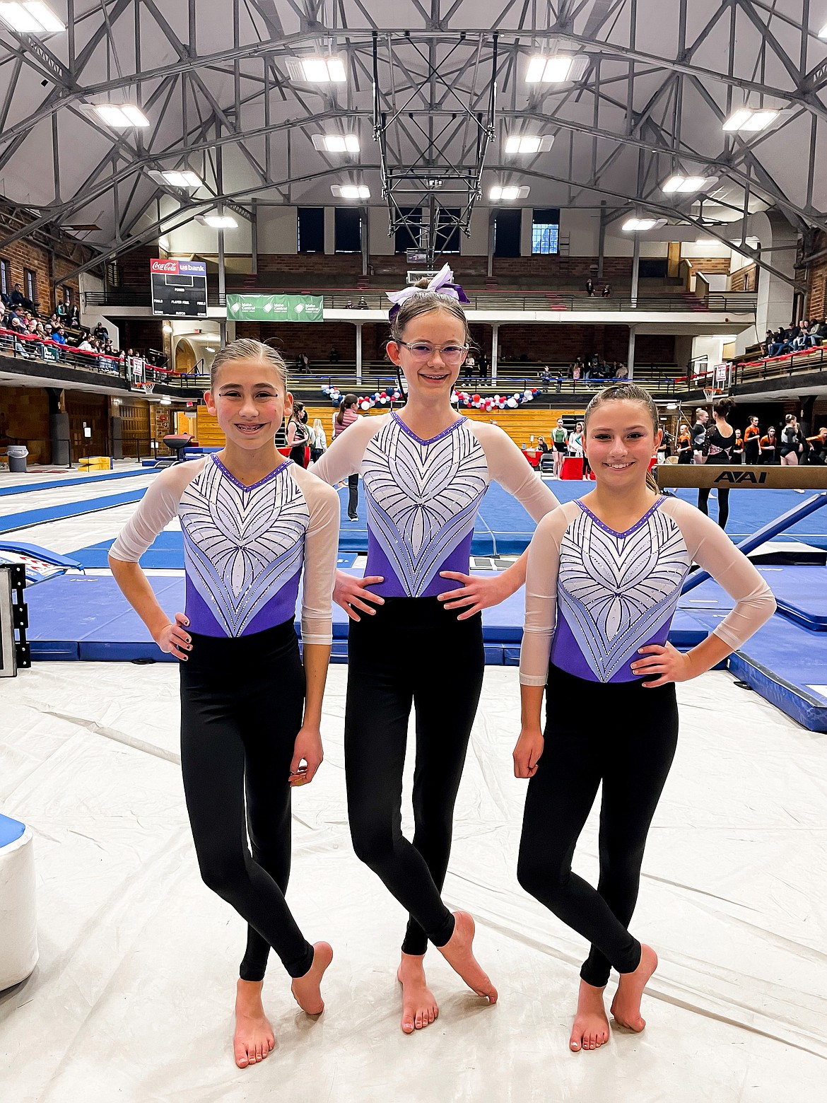 Courtesy photo
Avant Coeur Senior Xcel Golds at the Idaho state championships in Moscow. From left are River Kermelis, Lily Black and Madi Jereczek.