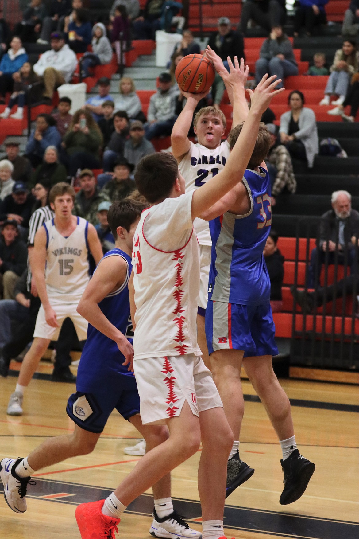 Charlo's Stetson Reum puts up a long shot during the boys game. (Courtesy of Niki Graham)