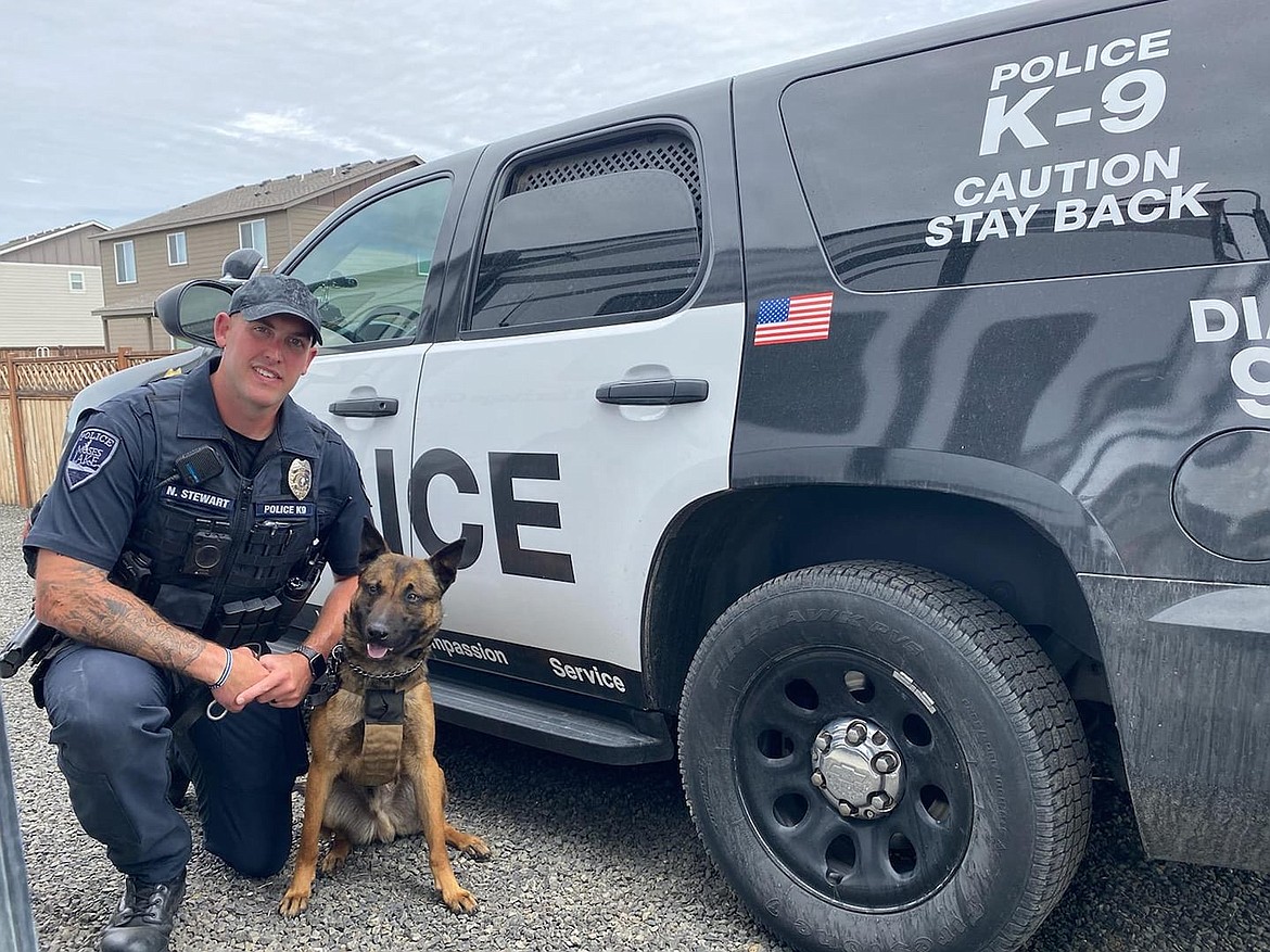 The Moses Lake police department responded to a variety of local calls in mid-March. Above, K9 officer Jester graduated with all of his certifications in 2020.