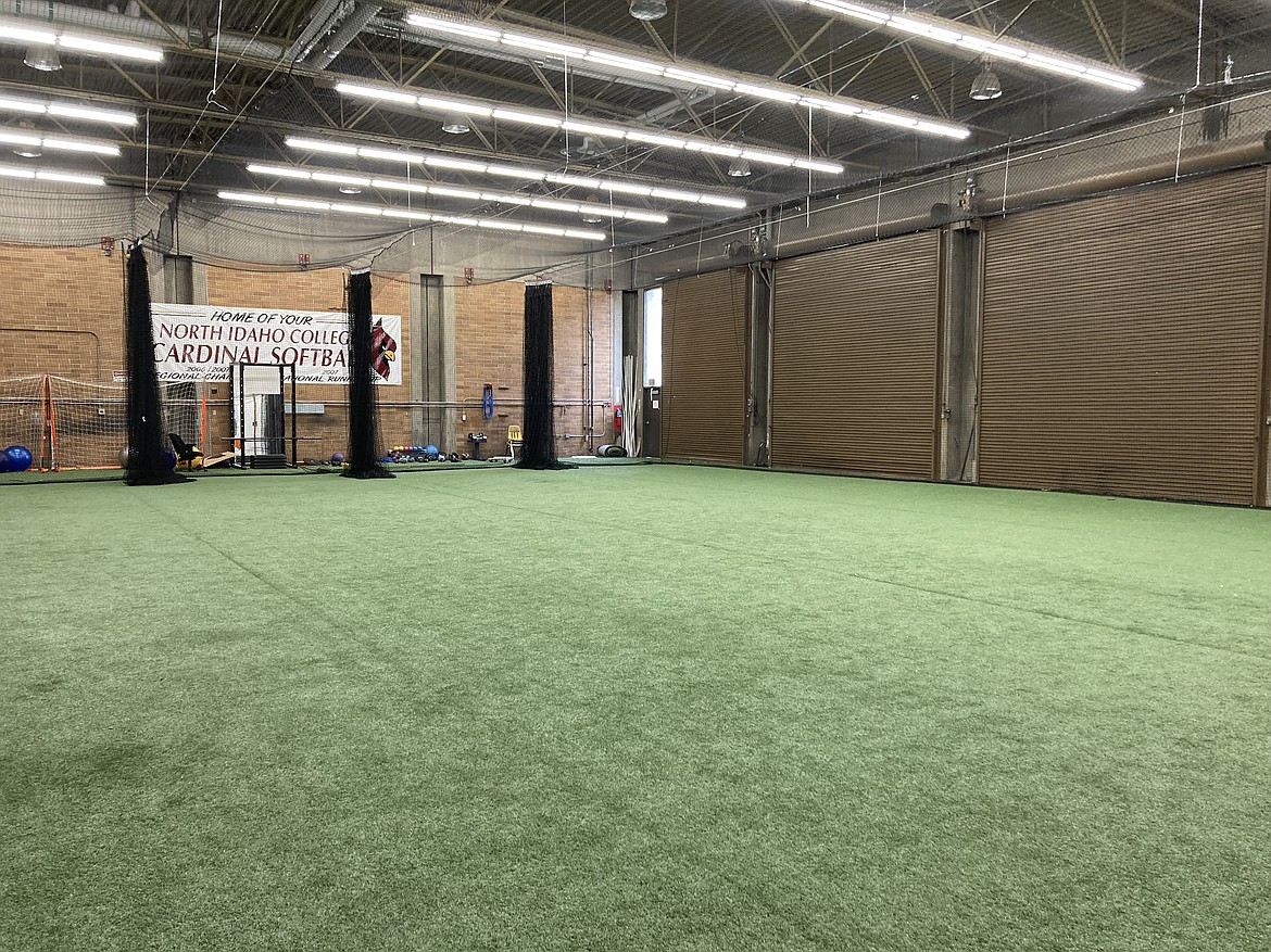 This photo shows an area of the Hedlund building on the North Idaho College campus that would be included in the 6,000 square foot remodel awaiting approval from the governor. The space is currently used as an indoor softball batting practice area for NIC's softball team. HANNAH NEFF/Press