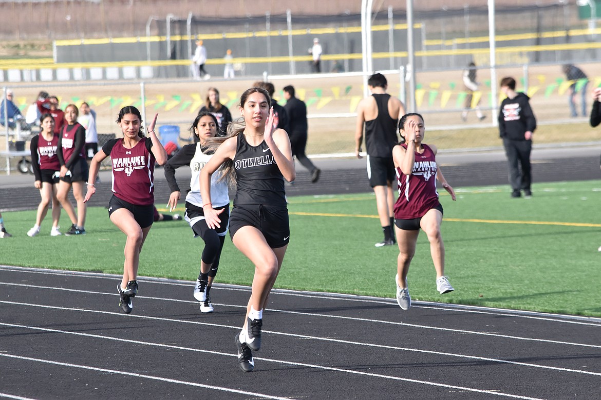 Othello High School junior Serenity Pena ran in the girls 100 and 200 meter events during the Best in the Basin meet at Quincy High School on March 24. Pena placed sixth and fifth in the respective events.