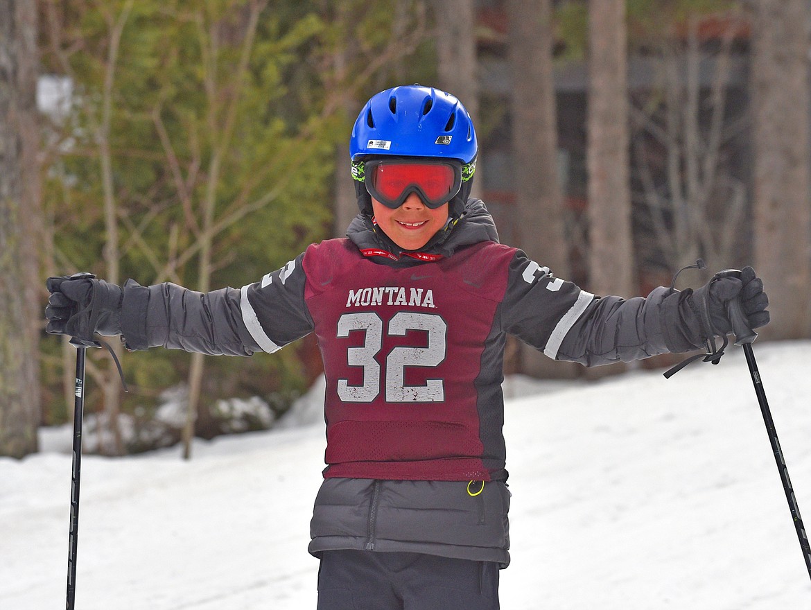 Everett Stacy participates in DREAM Adaptive's Shred-a-thon Saturday. (Julie Engler/Whitefish Pilot)