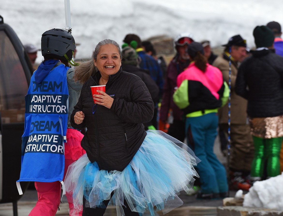 Sylvia Lundquist enjoys DREAM Adaptive's Shred-a-thon Saturday. (Julie Engler/Whitefish Pilot)