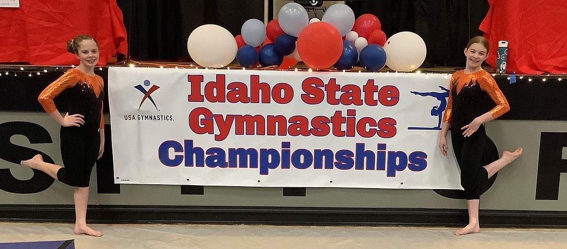 Courtesy photo
The North Idaho Gymnastics Gold team at the recent Xcel state gymnastics championships in Moscow. From Session 1, from left, are Evelyn Oswell and Kylie Burg.