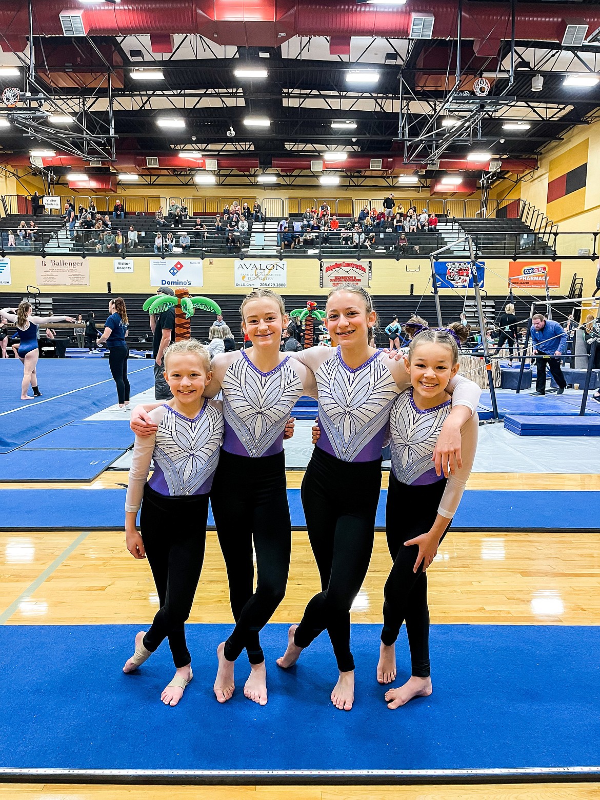 Courtesy photo
Avant Coeur Gymnastics Level 8s at the Idaho state championships in Kuna. From left are Piper St John, Sara Rogers, Kayce George and Brynlynn Kelly.