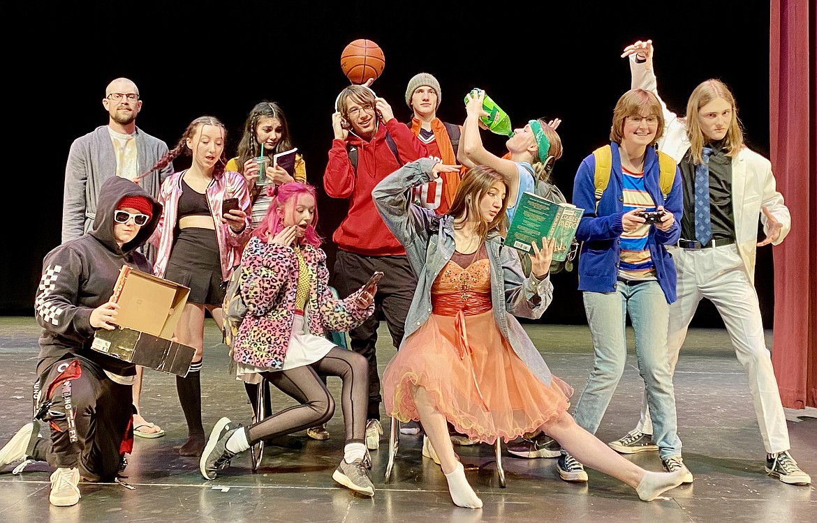 The cast of Eureka's student production of "Be More Chill" includes front row/seated: Avery Simpson, Liberty Adams and Violet Bird.
Standing: Lincoln County High School English teacher Latimer Hoke, Raven Evins, Katelynn Singer, Jacob Buckingham, Matthew Tullis, Coco Striefler, Franka Striefler and Benjamin Cooke