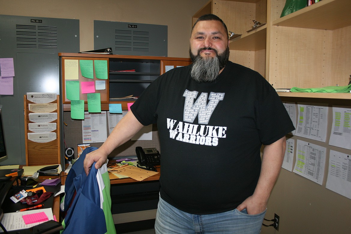 JJ Calzadillas in his Wahluke High School office. Calzadillas is the district’s safety and security coordinator and said it’s important to be visible and accessible to students.