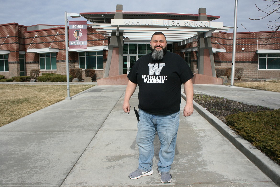 Wahluke High School is part of the beat for the district’s safety and security officer JJ Calzadillas who came to the district in a roundabout way that included stints as a barber and time at the Washington Department of Corrections trying to reduce recidivism.