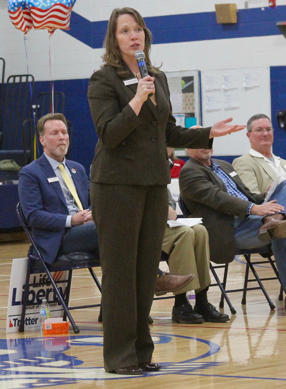 Representative Priscilla Giddings at candidate forum in Bonners Ferry March 31.