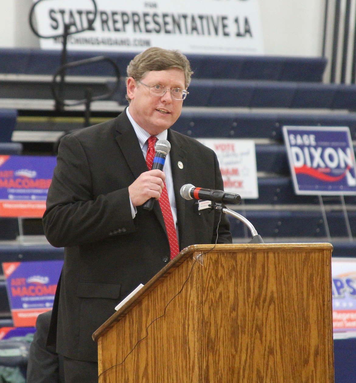 Art Macomber at candidate forum in Bonners Ferry March 31.