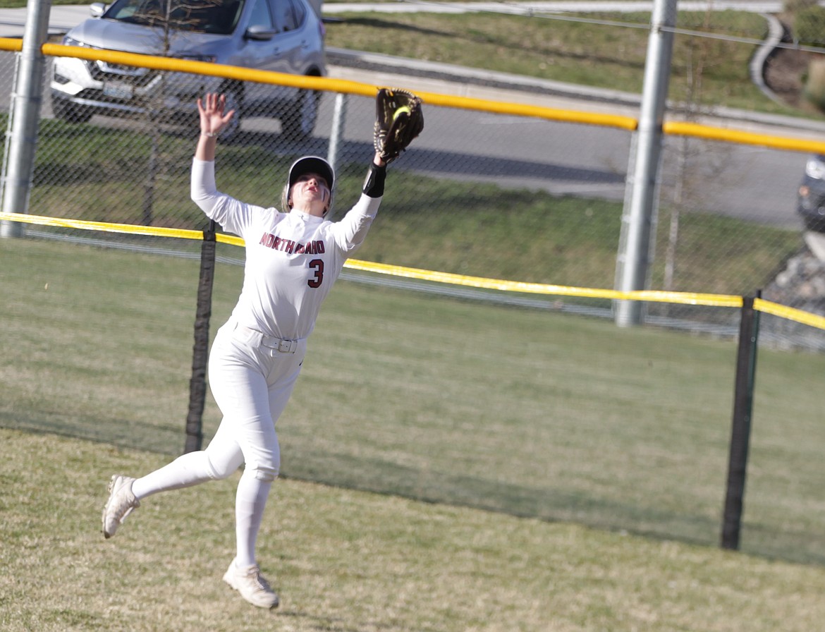 JASON ELLIOTT/Press
North Idaho College freshman right fielder Witney Belliston runs down a fly ball during the second inning of Friday's second game against Yakima Valley at Memorial Field.