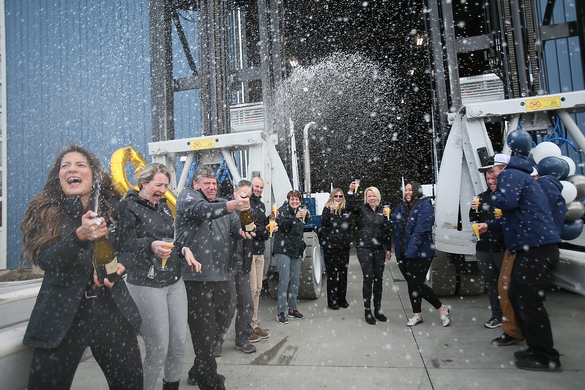 Celebrations are in order Friday morning during the opening of the Hagadone Marine Group's Vertical Quick Launch Dry Stack facility.
