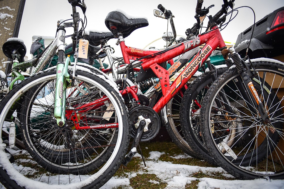Bicycles up for sale at the 56th annual Creston Auction on Saturday, April 2. The Creston Auction and Country Fair is the largest annual fundraiser for the all-volunteer Creston Fire Department and has been held in Creston since 1966. (Casey Kreider/Daily Inter Lake)