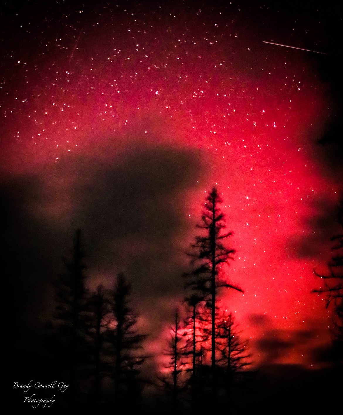 Guy said she saw the glow of the aurora and took out her camera. To the naked eye, the northern lights can sometimes be hard to see in Northwest Montana. But photos help bring out the deep pinks, reds and greens that color the sky. (photo provided)