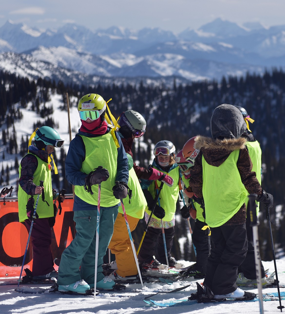 A SheJumps Junior Ski Patrol Day participants at the summit of Whitefish Mountain Resort. (Julie Engler/Whitefish Pilot)