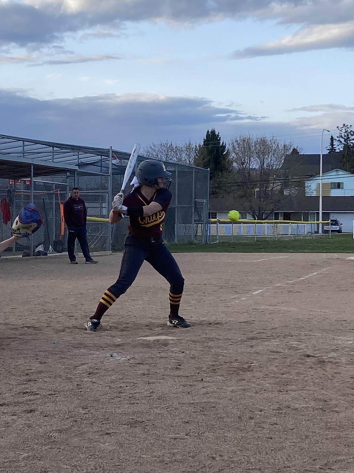 During the doubleheader against Eastmont High School on April 1, Moses Lake High School junior Katelyn Kriete (6) starts to swing her bat as the pitch comes her way.