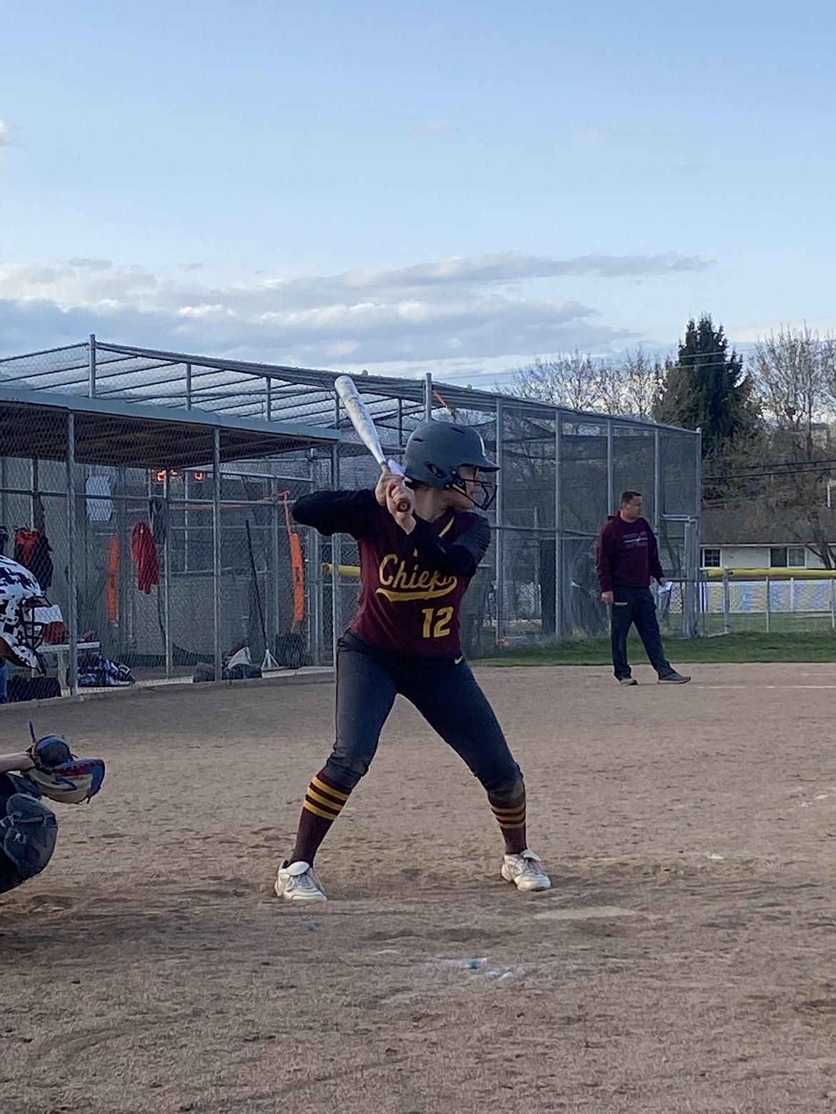 Moses Lake High School senior Rylie Sanchez (12) goes to bat during the doubleheader against Eastmont High School on April 1.