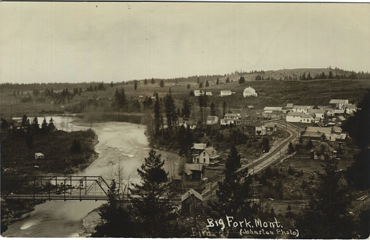 The New Steel Bridge in Bigfork in a 1916 Post Card (Denny Kellogg Collection)