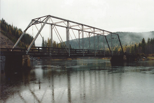 Original Kearney Rapids Bridge Across the Swan River Upstream From Bigfork (Denny Kellogg Collection)