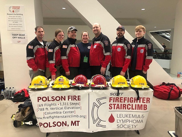 This year’s team, from left, Reggie Heiser, Robyn Bishop, Pete Bishop, Spring McKee, James McKee, David Bittinger and Philip Reed. (Polson Fire)