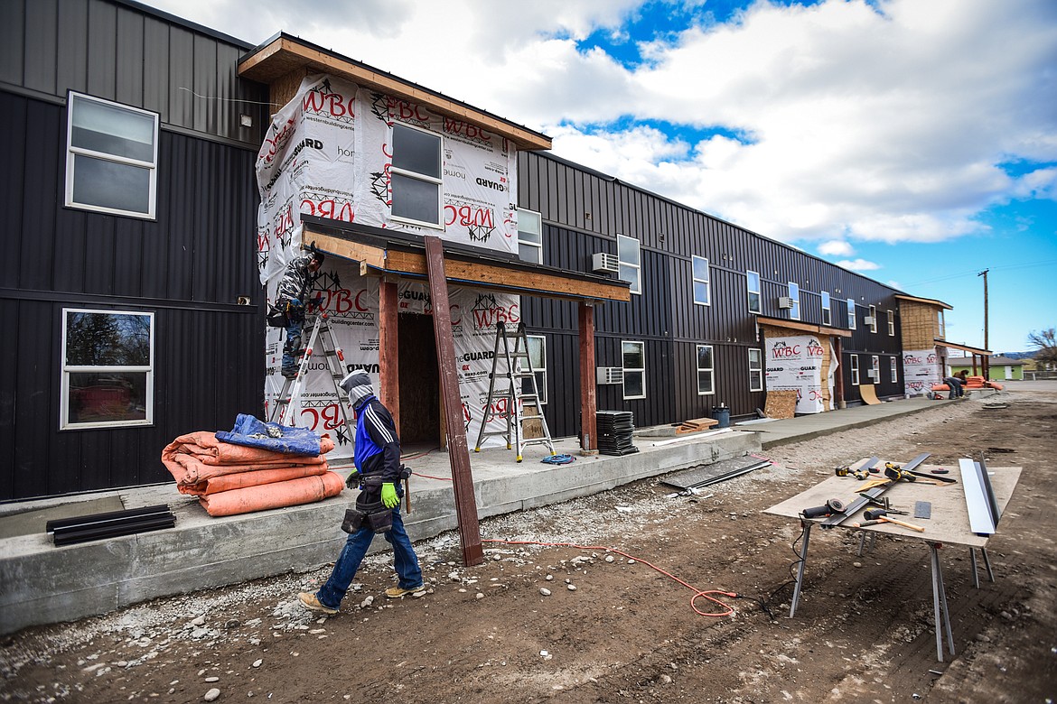 Riverview Apartments under construction along U.S. Highway 2 East in Evergreen on Wednesday, April 6. (Casey Kreider/Daily Inter Lake)