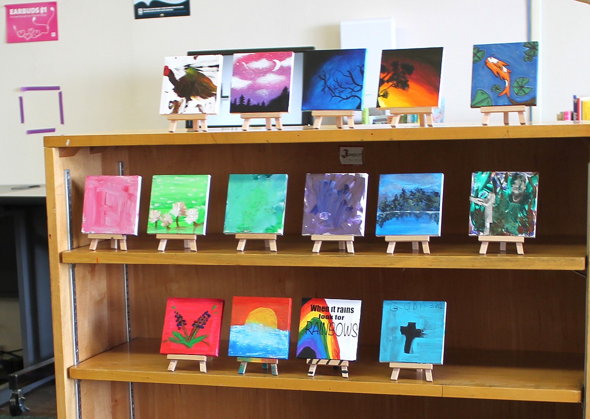 The Coulee City Public Library invited patrons to paint a mini-canvas for display during the April Fools Art Walk April 1.