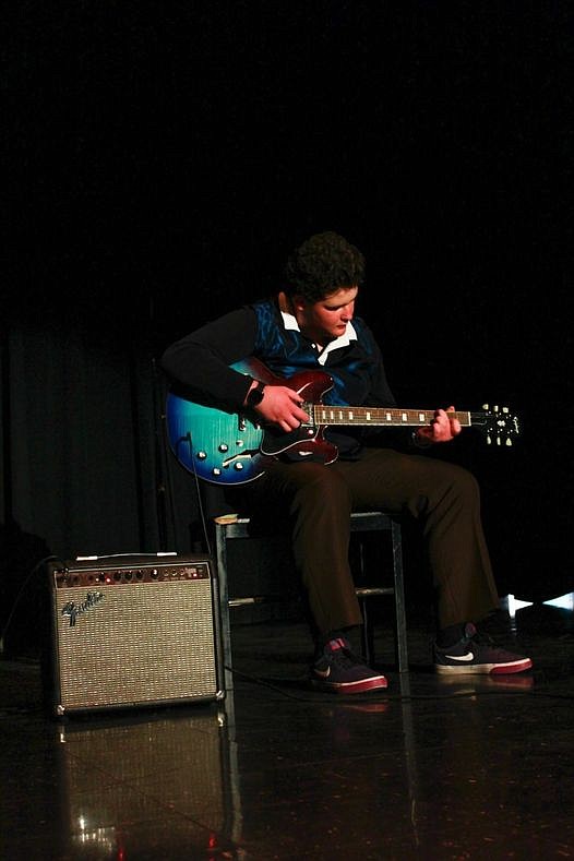 Jack Duffy shows off his musical skills at Mr. BFHS 2022.