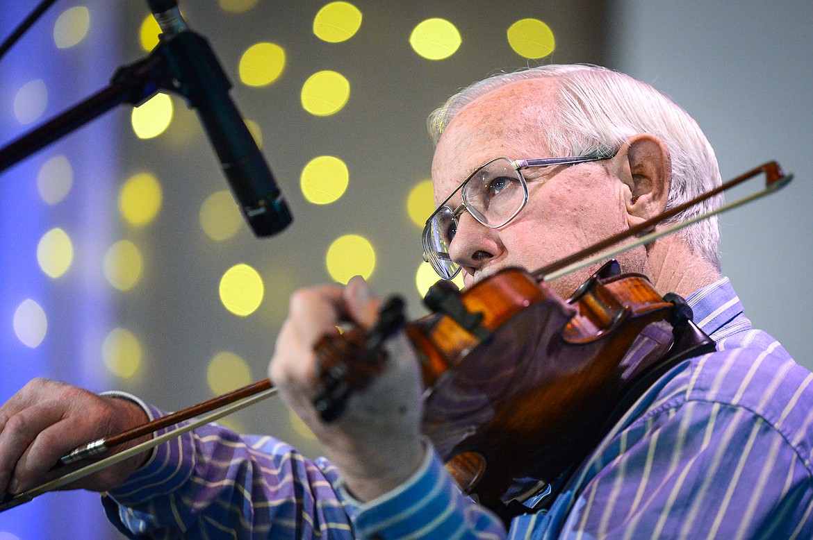 Sandy James performs "Walking the Dog" in the senior age division at the 12th annual Glacier Fiddle Festival at Cornerstone Community Church in Kalispell on Saturday, April 9. (Casey Kreider/Daily Inter Lake)