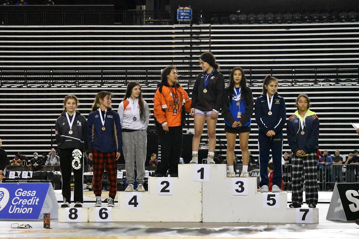 Ephrata High School senior Marysol Flores wrestled against a Toppenish opponent during the WIAA State Wrestling Tournament on Feb. 19. Flores placed 2nd in the girls 100-pound weight class.