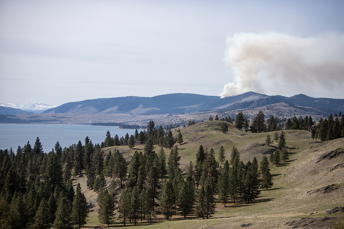 A control burn is visible from Wild Horse Island last week. (JP Edge photo)