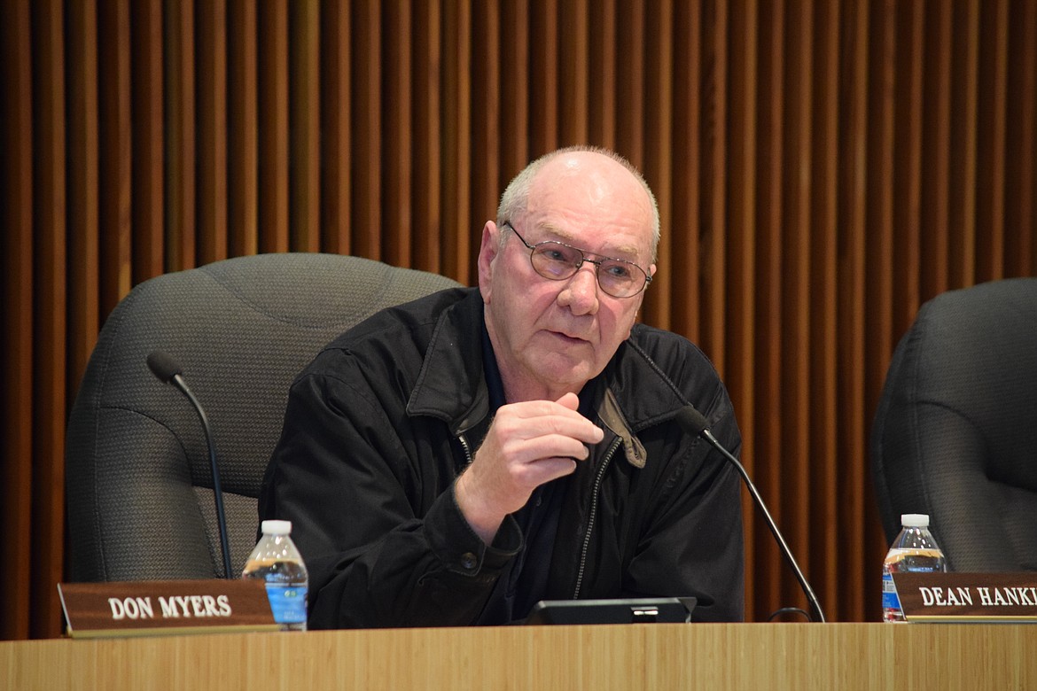 Moses Lake Mayor Dean Hankins during a regular city council meeting on Tuesday where the council voted to convert the Moses Lake Airport Advisory Board to an appointed commission that will have the power to make decisions about the airport operations and future.