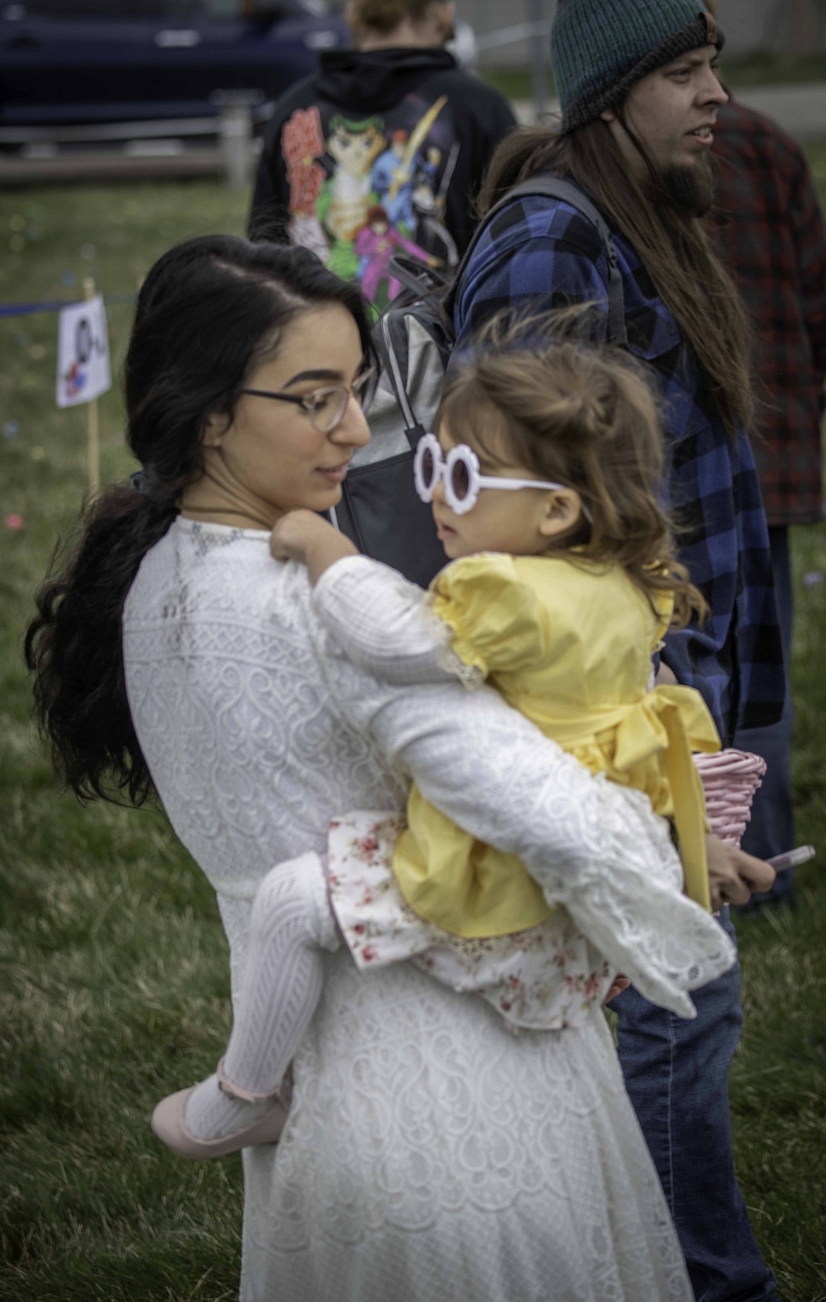 Atalya Reyna and Daughter Ahava at the Plains Easter egg hunt. (Tracy Scott/Valley Press)